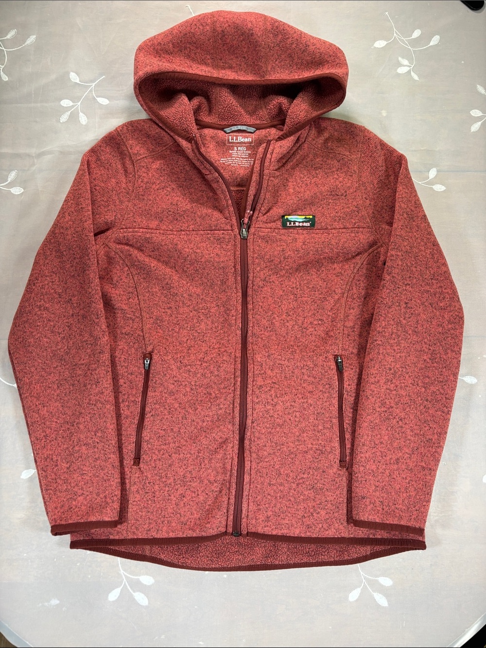L.L. Bean Women's Brick Red Hooded Fleece Zip-up Jacket Sz Small Outdoor Cozy